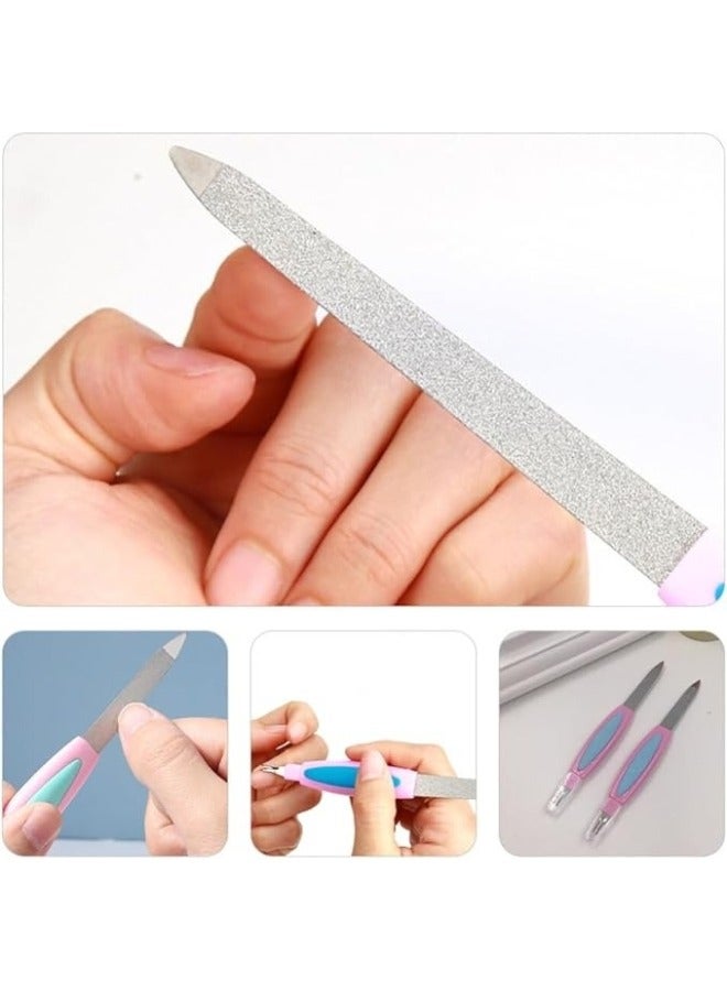 3 قطع مبرد أظافر مزدوج الرأس 2 في 1 – أداة مانيكير احترافية من الفولاذ المقاوم للصدأ والبلاستيك، لتلميع الجلد الزائد، تشكيل الأظافر، إزالة الجلد الميت وغراء الأكريليك، أداة صغيرة محمولة ومتينة للاستخدام المنزلي والصالونات - Image 2