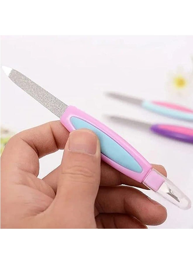 3 قطع مبرد أظافر مزدوج الرأس 2 في 1 – أداة مانيكير احترافية من الفولاذ المقاوم للصدأ والبلاستيك، لتلميع الجلد الزائد، تشكيل الأظافر، إزالة الجلد الميت وغراء الأكريليك، أداة صغيرة محمولة ومتينة للاستخدام المنزلي والصالونات - Image 4