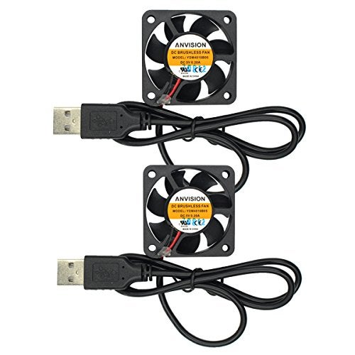 ANVISION 2-Pack 40mm x 10mm DC 5V USB Brushless Cooling Fan, Dual Ball Bearing - Image 1