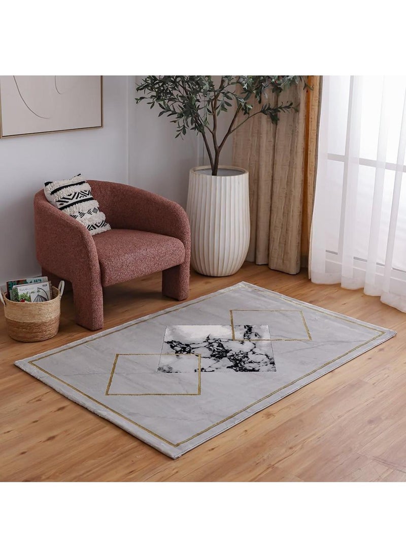 DANUBE HOME Venice Modern Transitional Rug  Polyester Area Rug Floor Covering L230xW160cm-Black & White  - Image 4