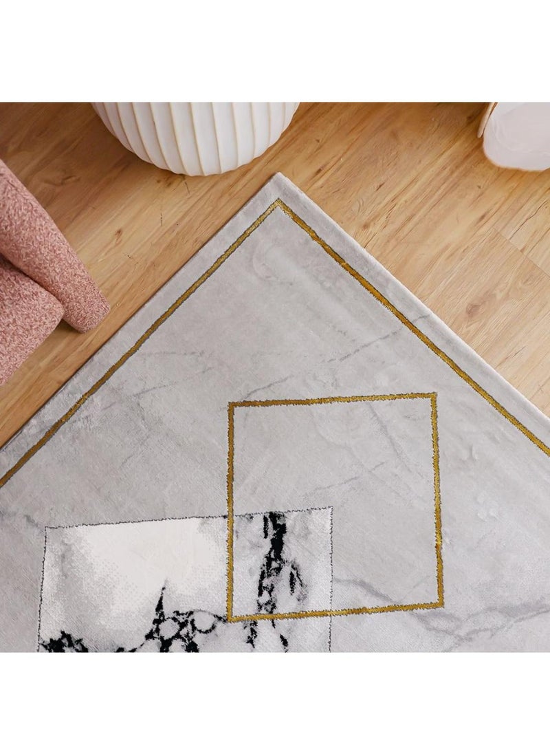 DANUBE HOME Venice Modern Transitional Rug  Polyester Area Rug Floor Covering L230xW160cm-Black & White  - Image 1