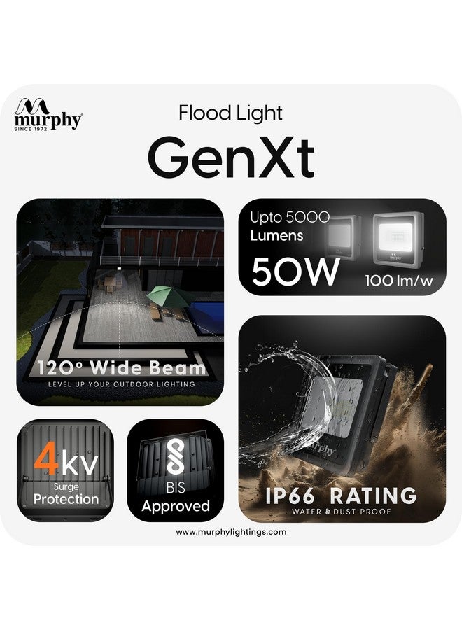 MURPHY Murphy Aluminium Genxt LED 50W LED Flood Light, Ip65 Rated Outdoor Light Pack Of 1 (Warm White, 2 Years Warranty)  - Image 3