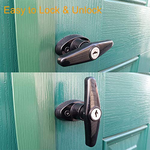 HauSun Shed Door Handle Lock Kit 4-1/2" L Handle with 2 Keys and 2 Screws, 4-1/2" Stem for Shed, Gate, Barn, Garage, Playhouse, Chicken Coop Door Lock and More, Black (L Handle) - Image 4