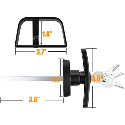HauSun Shed Door Handle Lock Kit 4-1/2" L Handle with 2 Keys and 2 Screws, 4-1/2" Stem for Shed, Gate, Barn, Garage, Playhouse, Chicken Coop Door Lock and More, Black (L Handle) - Image 2