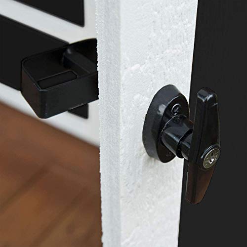 HauSun Shed Door Handle Lock Kit 4-1/2" L Handle with 2 Keys and 2 Screws, 4-1/2" Stem for Shed, Gate, Barn, Garage, Playhouse, Chicken Coop Door Lock and More, Black (L Handle) - Image 5
