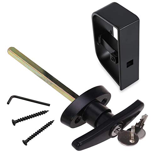 HauSun Shed Door Handle Lock Kit 4-1/2" L Handle with 2 Keys and 2 Screws, 4-1/2" Stem for Shed, Gate, Barn, Garage, Playhouse, Chicken Coop Door Lock and More, Black (L Handle) - Image 1