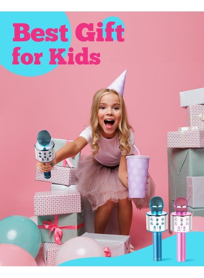 ELTRAZONE 2-Pack Kids Karaoke Microphones - Portable Bluetooth Singing Toys for Girls and Boys, Perfect Birthday Gifts (Blue & Pink) - Image 5