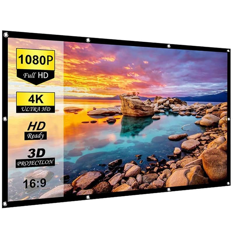 QUARSON 16:9 Aspect Ratio, 80 Inches Diagonal, 70X39 Inches, 1.2 Gain, Black Coated from Back Side, Supports UHD-3D-4K-8K Technology Universal Eyelets Type Foldable Anti Crease Projector Screen#7 - Image 1