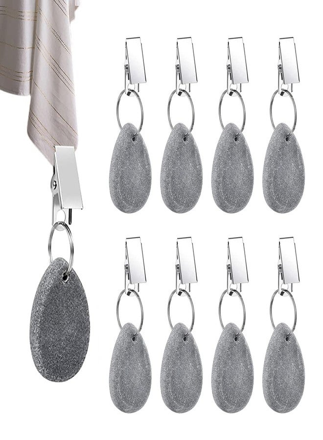RJUN 8pcs Tablecloth Weights Tablecloth Pendant Stone Table Cover Weights Hangers with Metal Clips (Drop-Grey) - Image 1