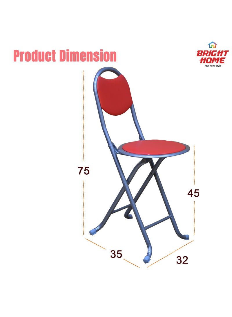 Bright Home BRIGHT HOME Folding Stools Chair Mini Collapsible Chair Simple Bar Chair Dining Chair Portable Mini Stool Sturdy and Comfortable Folding Chair for Travel,  Garden, Camping(Red) - Image 2