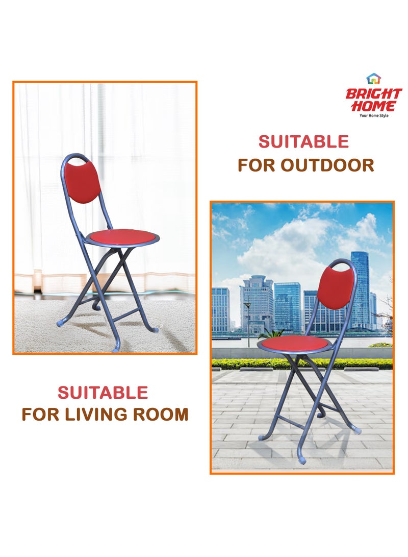 Bright Home BRIGHT HOME Folding Stools Chair Mini Collapsible Chair Simple Bar Chair Dining Chair Portable Mini Stool Sturdy and Comfortable Folding Chair for Travel,  Garden, Camping(Red) - Image 3
