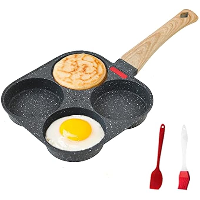 HUPECHAM 4Cup Egg Pan Nonstick And Healthy Granite Egg Frying Pan Versatile Breakfast Skillet For Eggs Pancakes Plett Crepes Compatible With Gas Stove And Induction Cooktop - Image 1