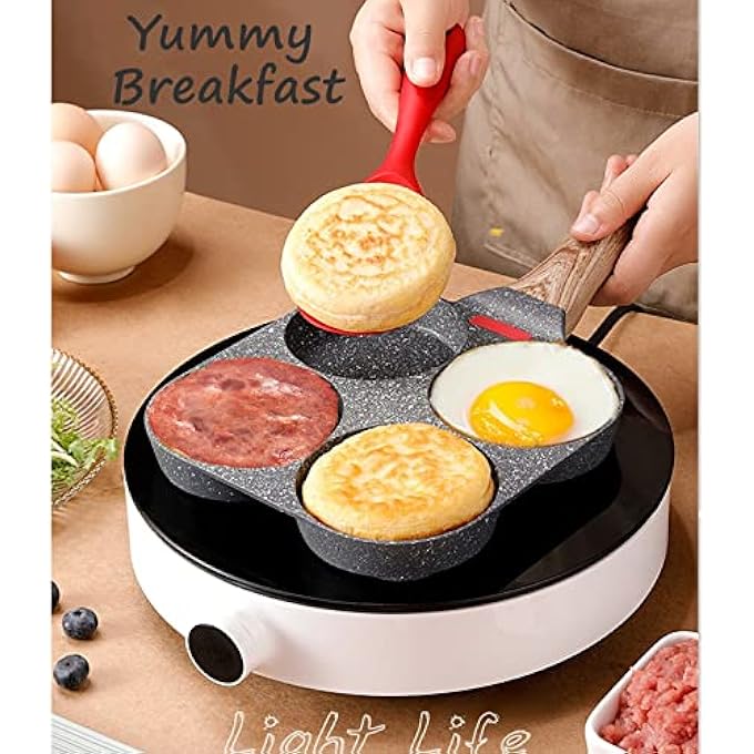 HUPECHAM 4Cup Egg Pan Nonstick And Healthy Granite Egg Frying Pan Versatile Breakfast Skillet For Eggs Pancakes Plett Crepes Compatible With Gas Stove And Induction Cooktop - Image 3