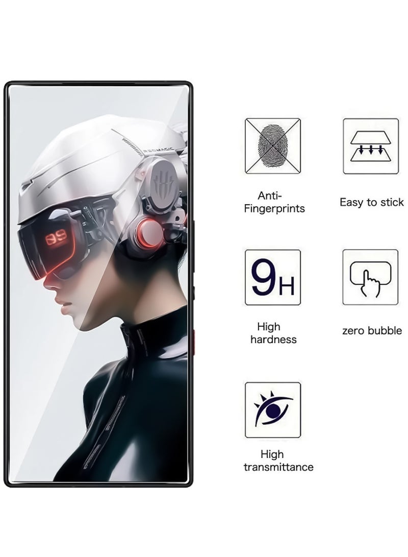 بيوينتي قطعتان من حامي شاشة الزجاج المقسى الأحمر السحري 9 برو، متوافقة مع ZTE nubia Red Magic 9 Pro / RedMagic 9 Pro+ حماية الزجاج المقسى (أسود واضح) - Image 3
