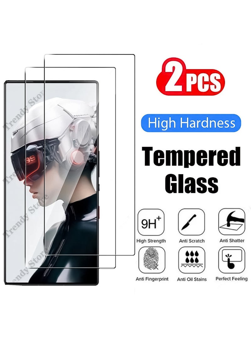 بيوينتي قطعتان من حامي شاشة الزجاج المقسى الأحمر السحري 9 برو، متوافقة مع ZTE nubia Red Magic 9 Pro / RedMagic 9 Pro+ حماية الزجاج المقسى (أسود واضح) - Image 1