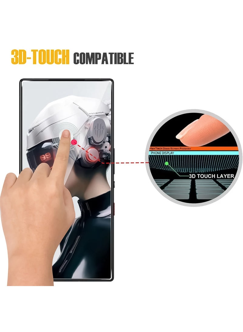 بيوينتي قطعتان من حامي شاشة الزجاج المقسى الأحمر السحري 9 برو، متوافقة مع ZTE nubia Red Magic 9 Pro / RedMagic 9 Pro+ حماية الزجاج المقسى (أسود واضح) - Image 5