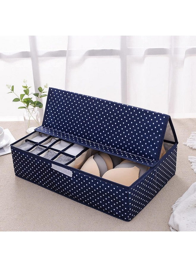 FLYNGO FLYNGO Innerwear Organizer 16+1 Compartment Non-Smell Non Woven Foldable Fabric Storage Box for Closet (Blue Polka Dot)  - Image 1