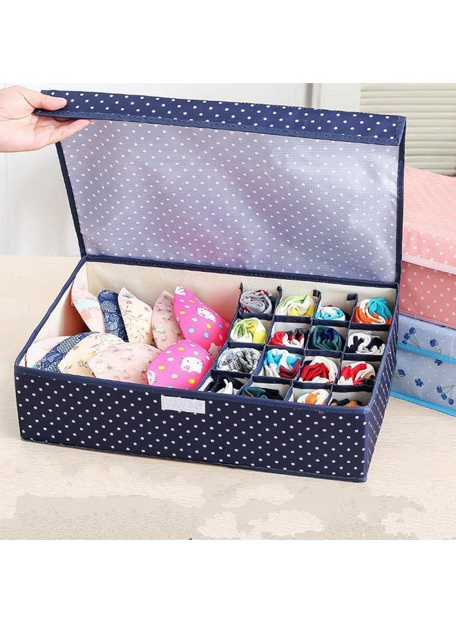 FLYNGO FLYNGO Innerwear Organizer 16+1 Compartment Non-Smell Non Woven Foldable Fabric Storage Box for Closet (Blue Polka Dot)  - Image 2