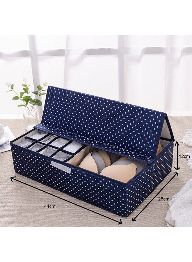 FLYNGO FLYNGO Innerwear Organizer 16+1 Compartment Non-Smell Non Woven Foldable Fabric Storage Box for Closet (Blue Polka Dot)  - Image 3