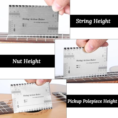 MAKABEE String Action Gauge Ruler, Guitar Height Gauge Set Up Tool, Action Gauge for Electric Bass and Acoustic Guitar, Setup Measuring Tool Kit for Mandolin, Banjo - Image 5