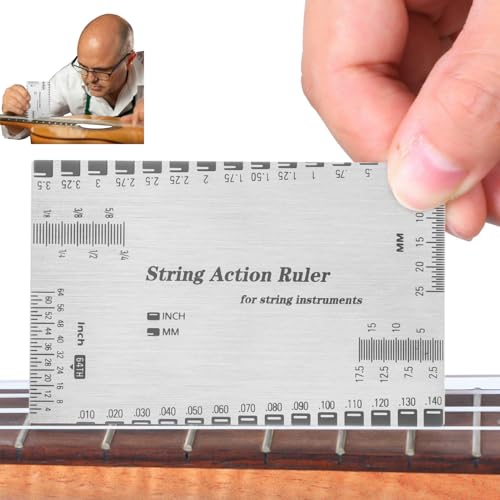 MAKABEE String Action Gauge Ruler, Guitar Height Gauge Set Up Tool, Action Gauge for Electric Bass and Acoustic Guitar, Setup Measuring Tool Kit for Mandolin, Banjo - Image 1