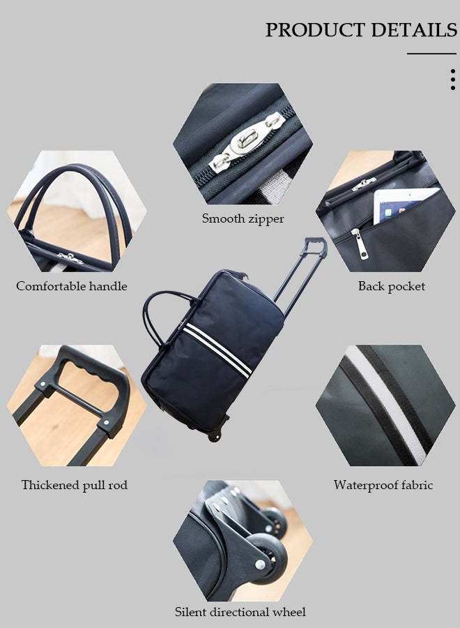 DUNISO حقيبة 2 في 1 للرجال والنساء، حقيبة يد ذات سعة كبيرة مع قضيب سحب قابل للتعديل حقيبة سفر بعجلات محمولة متعددة الجيوب وحقائب ظهر بعجلات لسفر العمل - Image 3