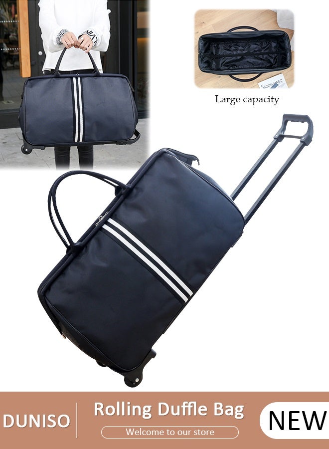 DUNISO حقيبة 2 في 1 للرجال والنساء، حقيبة يد ذات سعة كبيرة مع قضيب سحب قابل للتعديل حقيبة سفر بعجلات محمولة متعددة الجيوب وحقائب ظهر بعجلات لسفر العمل - Image 1