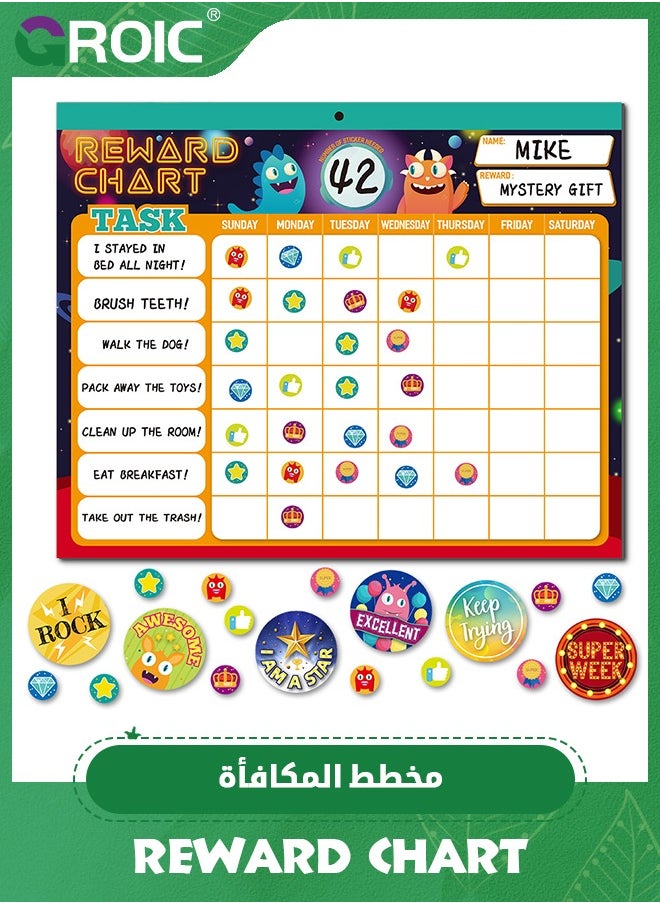 GROIC - Reward Chart System,Pad with 26 Chores Chart for Kids, 3000+ Stickers to Motivate Responsibility & Good Habits,Empower Your Child to Learn, Grow and Develop Lifelong Skills - Image 1