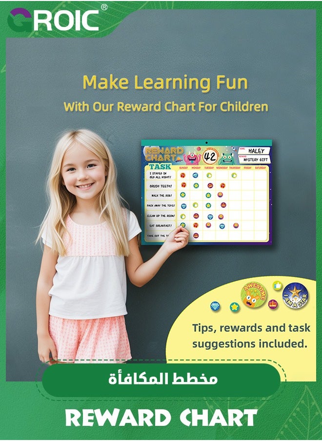 GROIC - Reward Chart System,Pad with 26 Chores Chart for Kids, 3000+ Stickers to Motivate Responsibility & Good Habits,Empower Your Child to Learn, Grow and Develop Lifelong Skills - Image 1