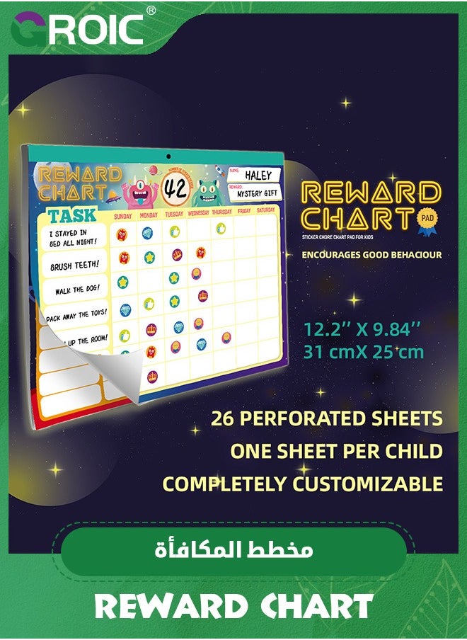 GROIC - Reward Chart System,Pad with 26 Chores Chart for Kids, 3000+ Stickers to Motivate Responsibility & Good Habits,Empower Your Child to Learn, Grow and Develop Lifelong Skills - Image 1