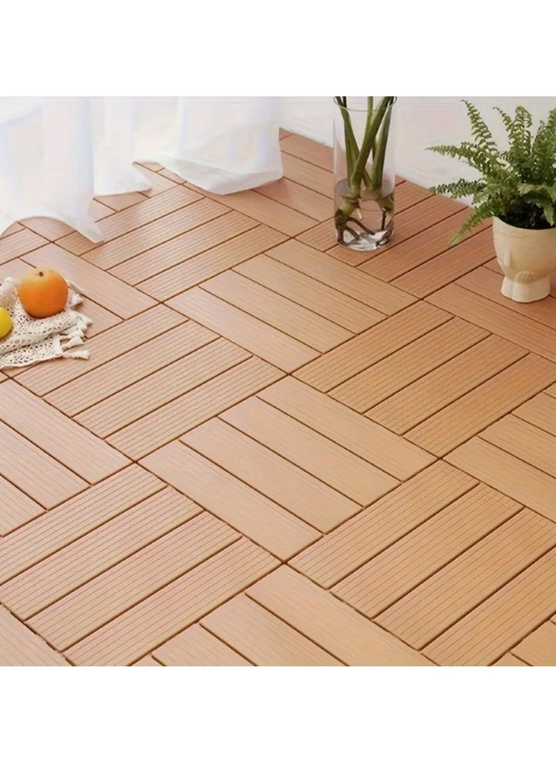 LINGWEI Plastic Tiles Plastic Interlocking Tiles Plastic Flooring Deck For Indoor and Outdoor Beige 30x2x30cm  - Image 1
