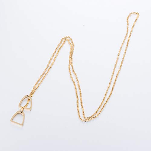 QIAN0813 Lucky Horse Shoe Necklaces Equestrian Double Horse Stirrups Lariat Y Necklaces Pendant for Women Gift (Gold) - Image 4