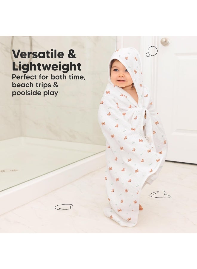 KeaBabies Muslin Baby Bath Towels with Hood for Girls, Boys, Large Organic Cotton Hooded Baby Towels for Newborns, Toddlers, Infant, Kids, Soft Absorbent Newborn Bath Essentials Gift Set (Monarch) - Image 5