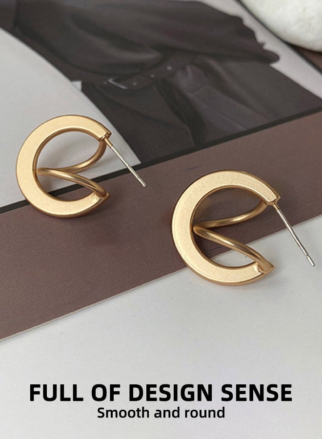 JUNO & Co. Unique Geometric Needle-Shaped Stud Earrings, Elegant Party Earrings For Women, Stacked Hoop Stud Earrings, Sophisticated French Retro Style, Minimalist Earrings - Image 2