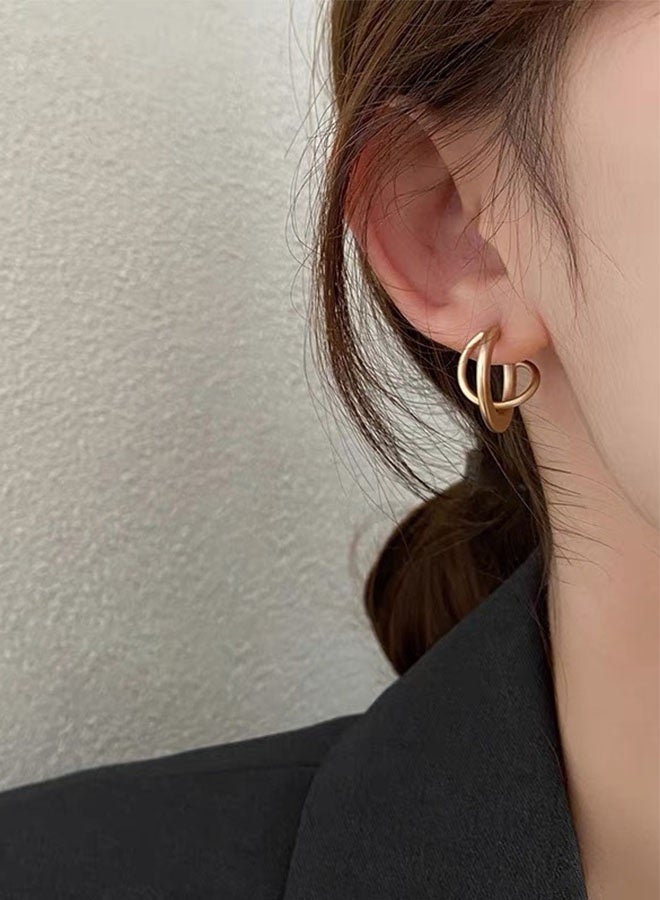 JUNO & Co. Unique Geometric Needle-Shaped Stud Earrings, Elegant Party Earrings For Women, Stacked Hoop Stud Earrings, Sophisticated French Retro Style, Minimalist Earrings - Image 1