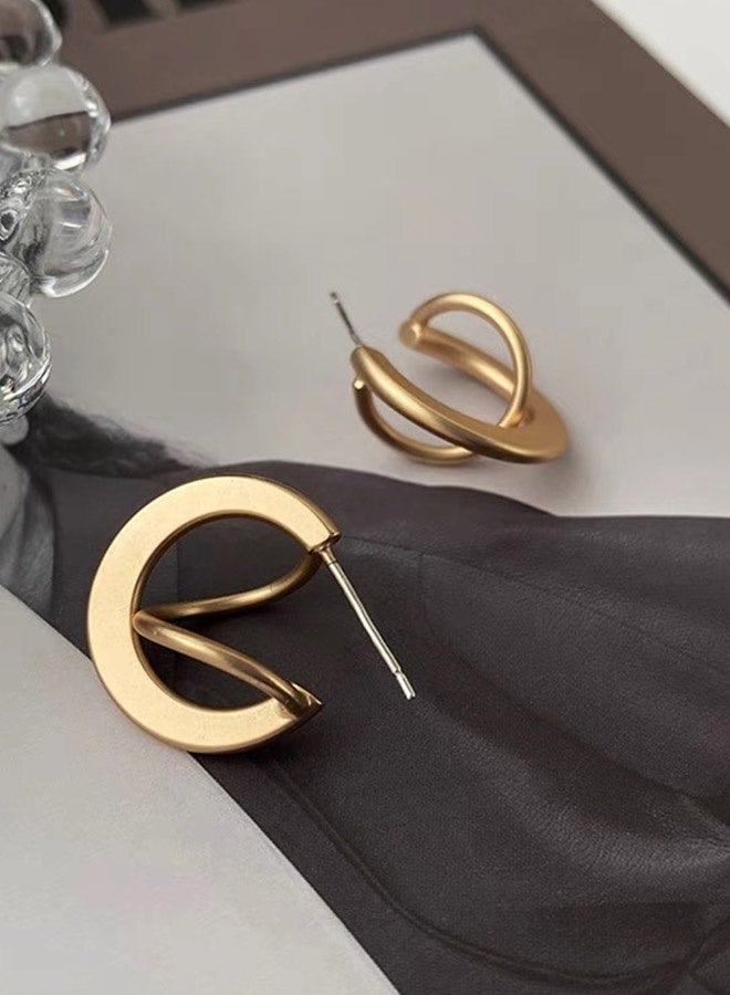 JUNO & Co. Unique Geometric Needle-Shaped Stud Earrings, Elegant Party Earrings For Women, Stacked Hoop Stud Earrings, Sophisticated French Retro Style, Minimalist Earrings - Image 4