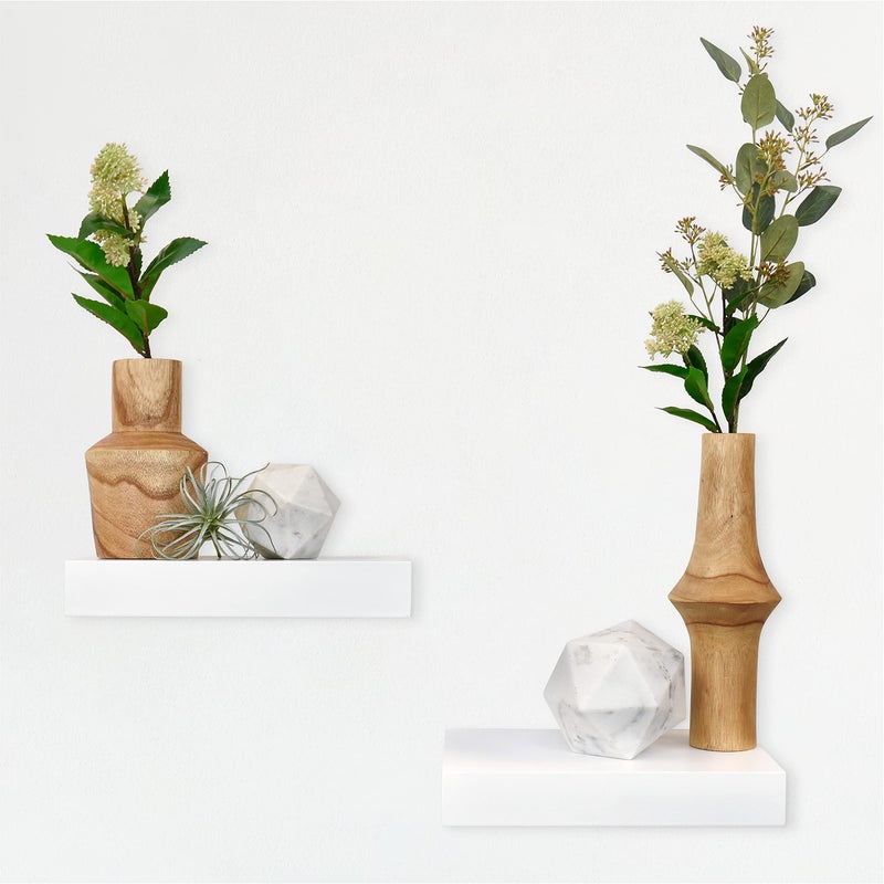 MCS Floating Shelf Room Decor Wooden Shelf White 12 x 8 Inch Set of 2