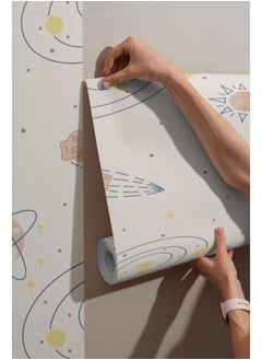 Home Gallery Cute Pastel Galaxy Space Pattern Fabric Wallpaper Covers An Area ​​Up To 4.2Mx3M With Adhesive  And Smoothing Tool  - Image 1