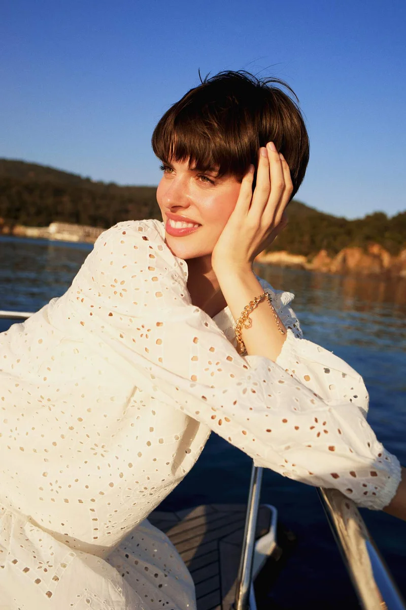 ديفاكتو Embroidered Long Sleeve Mini Beach Dress