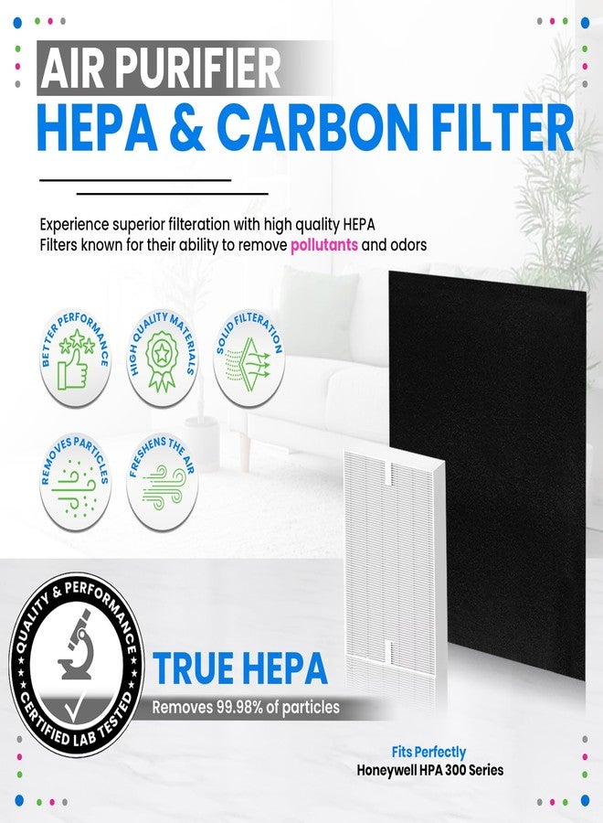 Bagean HPA300 Filter R Compatible with Honeywell Air Purifier Filter Replacement - HRF R3 A Fits HPA5300B - H13 True HEPA with Carbon Filters 99.98% Particles & Purifies Air (3 HEPA + 4 Carbon) - Image 2