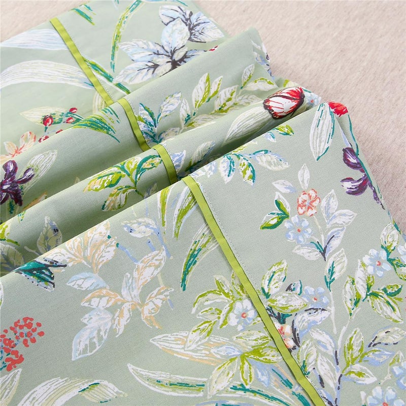 URBONUR 100% Cotton Pillowcases Set of 2 Standard Size Floral Printed Butterfly Pillow Cases Soft Breathable Cooling Pillowcase Decorative Pillow Cover (Standard, 20x26 Inches, Green Flowers) - Image 5
