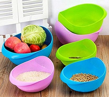 CONNECTWIDE CONNECTWIDE® Rice Veg Washing Plastic Container Washing Bowl & Strainer  - Image 3