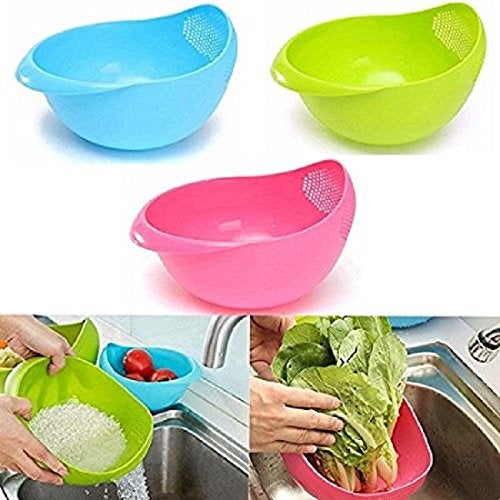 CONNECTWIDE CONNECTWIDE® Rice Veg Washing Plastic Container Washing Bowl & Strainer  - Image 2