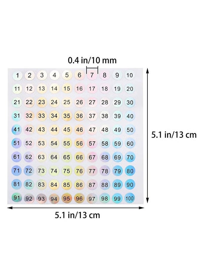 Happy D 10 Sheets 1 to 200 Reflective Laser Small Round Consecutive Numbers Stickers Self Adhesive Inventory Storage Organizing Label Stickers Nail Polish Bottle Nail Swatch Sticks，School number stickers - Image 3