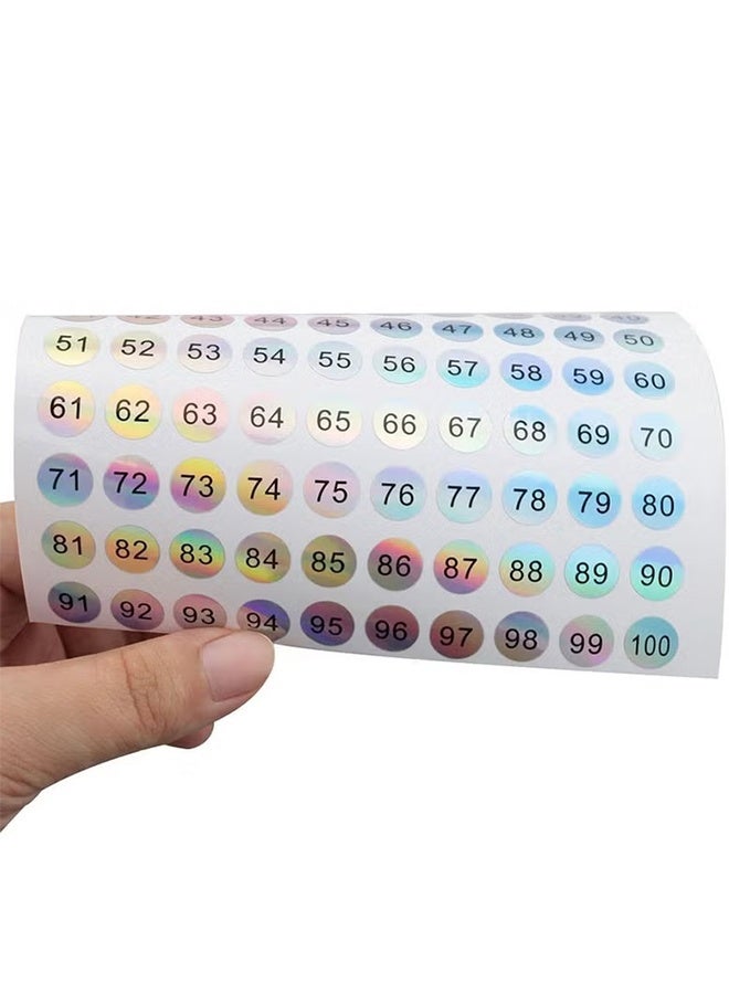 Happy D 10 Sheets 1 to 200 Reflective Laser Small Round Consecutive Numbers Stickers Self Adhesive Inventory Storage Organizing Label Stickers Nail Polish Bottle Nail Swatch Sticks，School number stickers - Image 4