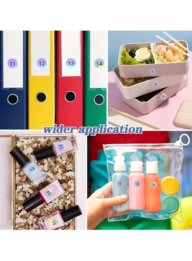 Happy D 10 Sheets 1 to 200 Reflective Laser Small Round Consecutive Numbers Stickers Self Adhesive Inventory Storage Organizing Label Stickers Nail Polish Bottle Nail Swatch Sticks，School number stickers - Image 2