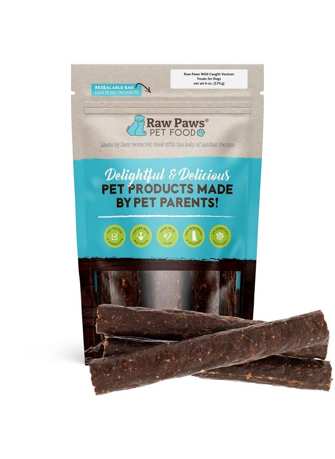 Raw Paws - WildCaught Venison Treats For Dogs, 6Oz  Packed In Usa  Real Meat Venison Jerky Dog Treats FreeRange Venison Dog Jerky Treats  AllNatural, Grain, Corn & Soy Free Venison Dog Treats - Image 1
