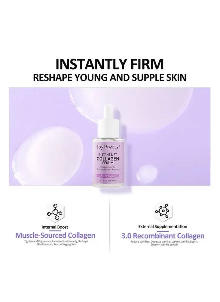JoyPretty Instant Lift Collagen Serum for Face Collagen Face Serum Skin Tightening Helps Lift Plump & Firm Sagging Skin Moisturizing Anti-Wrinkle Face & Eye Serum Anti-Aging Serum 40ml  - Image 3