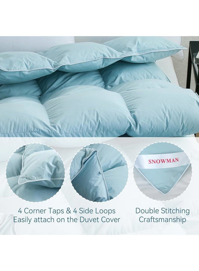 Snowman Premium Down Comforter King Size, Luxurious All Season Duvet Insert with Cotton Blended Fabric, 44oz Fill Weight 3D Baffle Box Design Hotel Bedding Comforter (Blue,106"x90") - Image 5