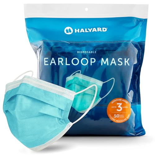 HALYARD FLUIDSHIELD Level 3 Disposable Face Mask With Earloops, 47569 (Box of 50) - Image 1